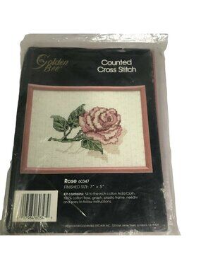 Golden Bee Counted Cross Stitch Rose Kit 60347 7 x 5 Inches Aida Cloth & Frame